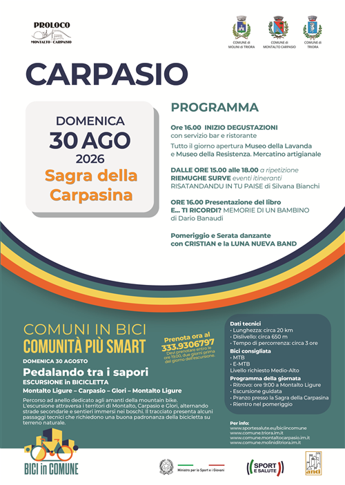 Comuni in bici
Comunità più smart
Pedalando tra i sapori