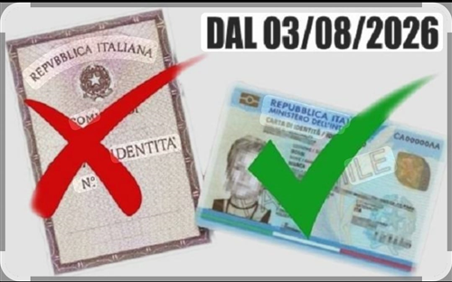 AVVISO IMPORTANTE - Carte di identità cartacee: dal 3 agosto 2026 cessano di essere valide